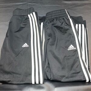 Adidas Kids Black Joggers with White Stripes